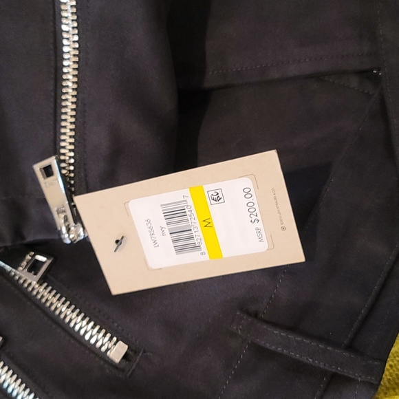 Navy Blue Suede Leather Moto Jacket Size Medium. NWT - Picture 5 of 5